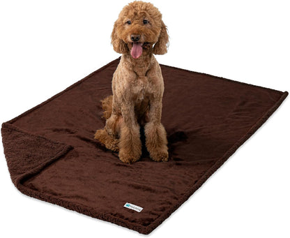 WATERPROOF Dog Blanket for Bed, XL Dog Pet Blanket Couch Cover Protection, Sherpa Fleece Leakproof Bed Blanket for Crate Kennel Sofa Furniture Protector, Reversible Soft Plush 80X60 Brown Brown