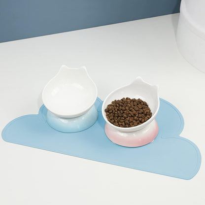 Pet Food Mats–Dog Cat Feeding Mat Top Grade Cloud Silicone Pad Anti-Slip Waterproof Anti-Slip Bowl Placemat (Blue)