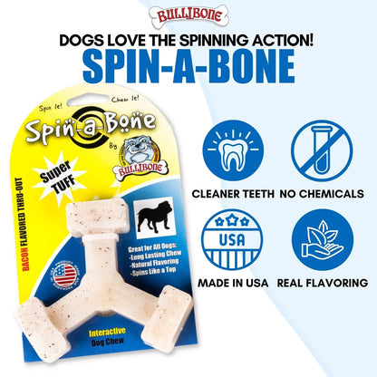 Spin-A-Bone: Spinning Nylon Dog Chew Toy Made with Real Bacon