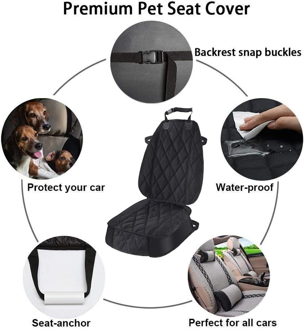 Dog Seat Cover Cars Trucks Suvs, Thick 600D Waterproof Pet Car Seat Cover Dog, Heavy Duty & Wear-Resistant Durable Nonslip Backing with Side Flaps, Scratchproof Dog Front Seat Cover