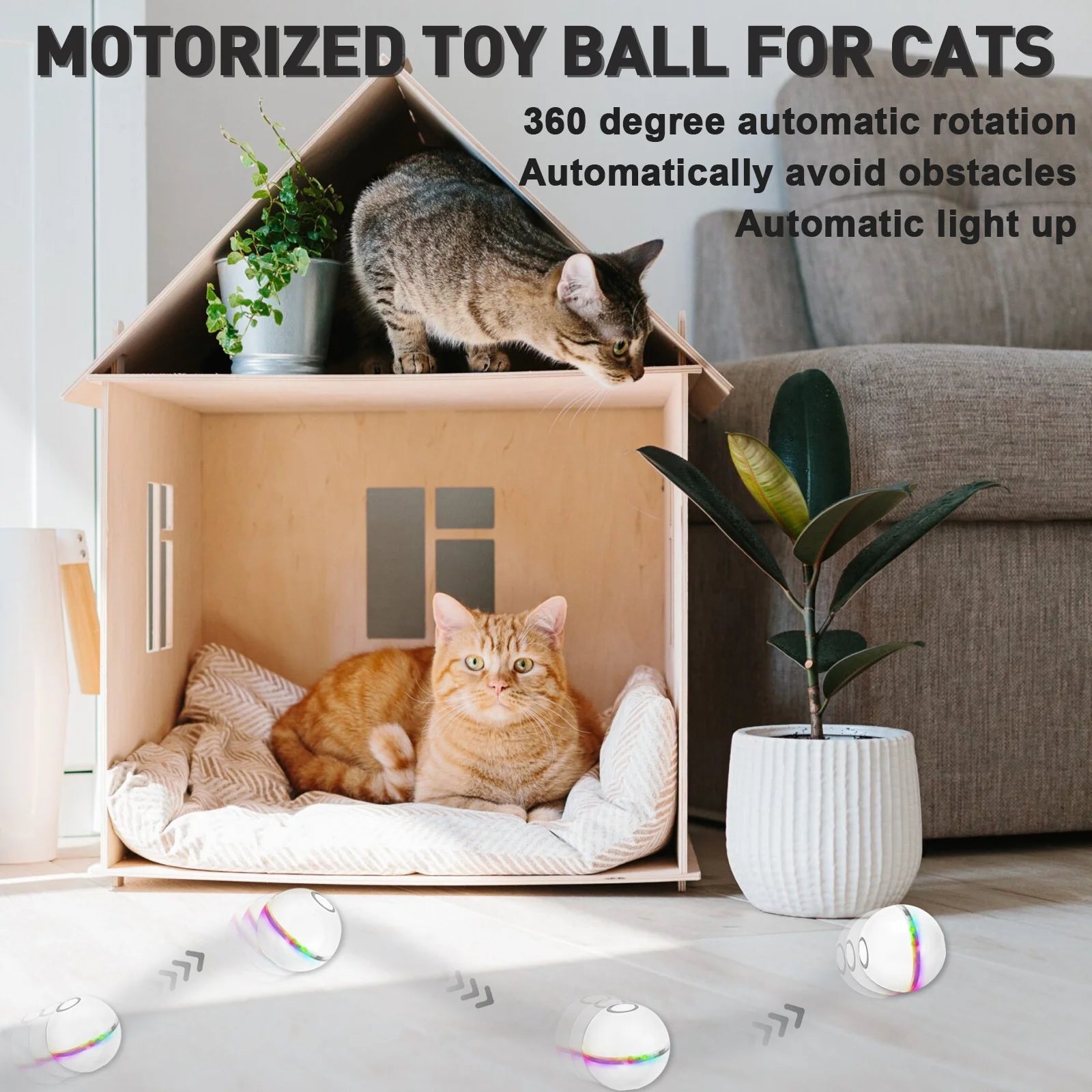 Electric Cat Ball Toys, Interactive Self Auto Rotating Intelligent Cat Ball Toys for Pet Dogs, Cats, Smart Indoor Rolling Cat Toy for Home Bedroom