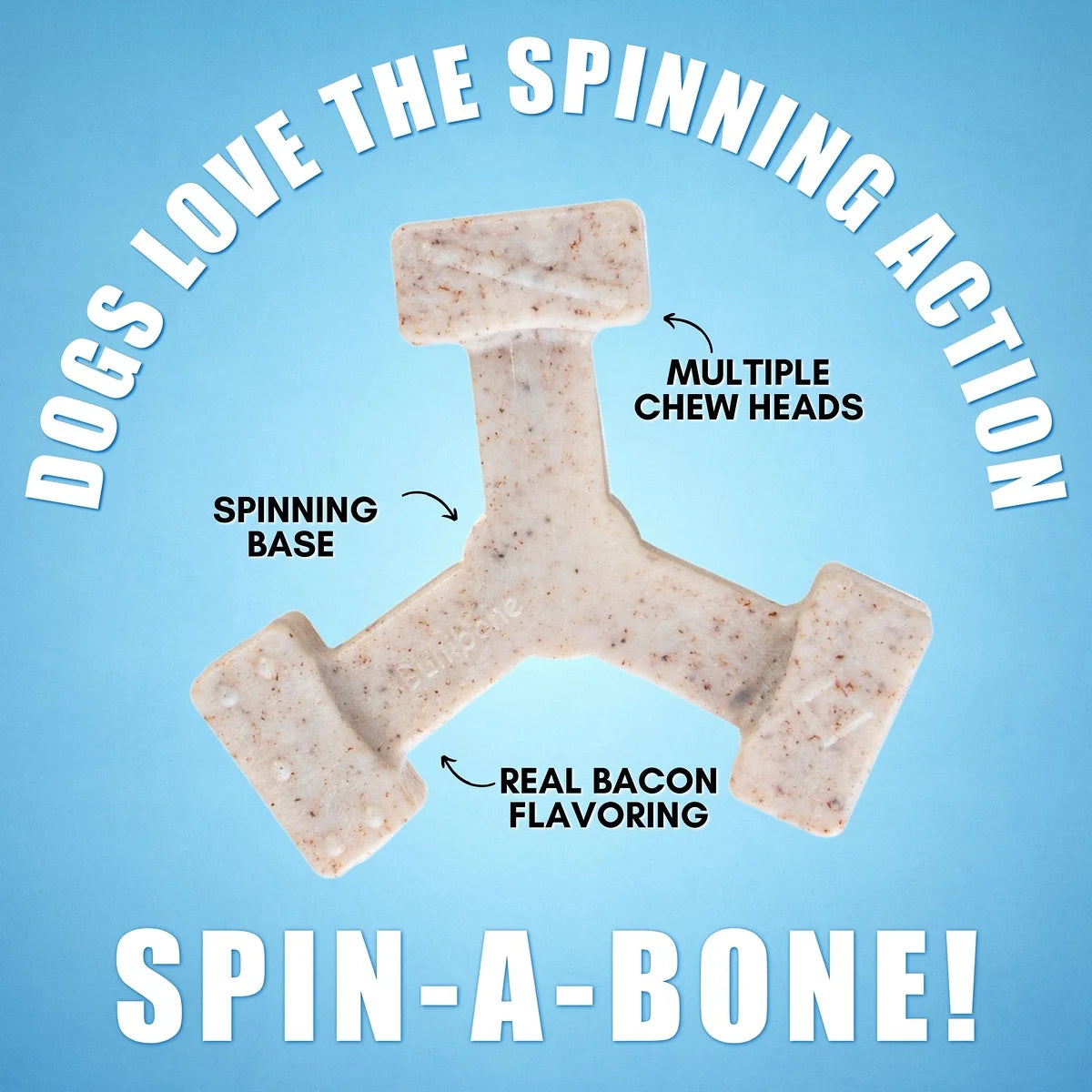 Spin-A-Bone: Spinning Nylon Dog Chew Toy Made with Real Bacon