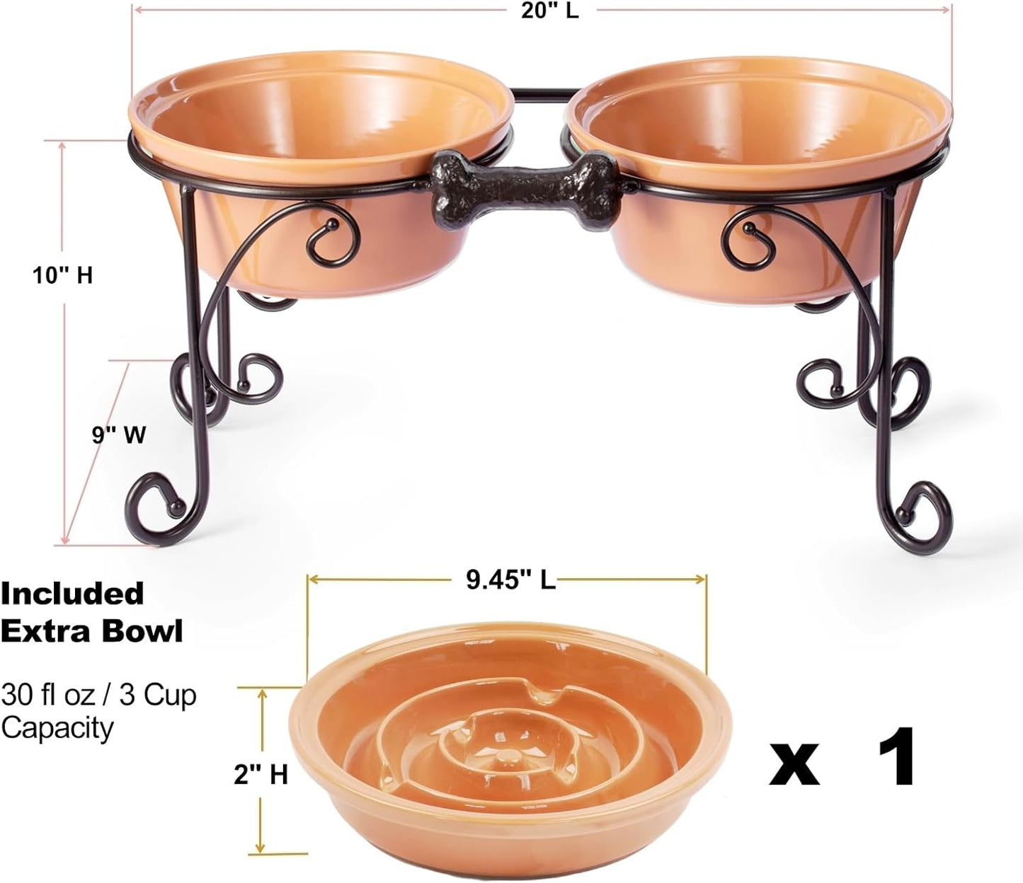 Pet Stand,Elevated Dog Bowls,Raised Dog Bowl Stand, Large Ceramic Dog Bowls, Pet Feeding Station, Dog Feeder for Large Medium Dogs (Large, Almond)