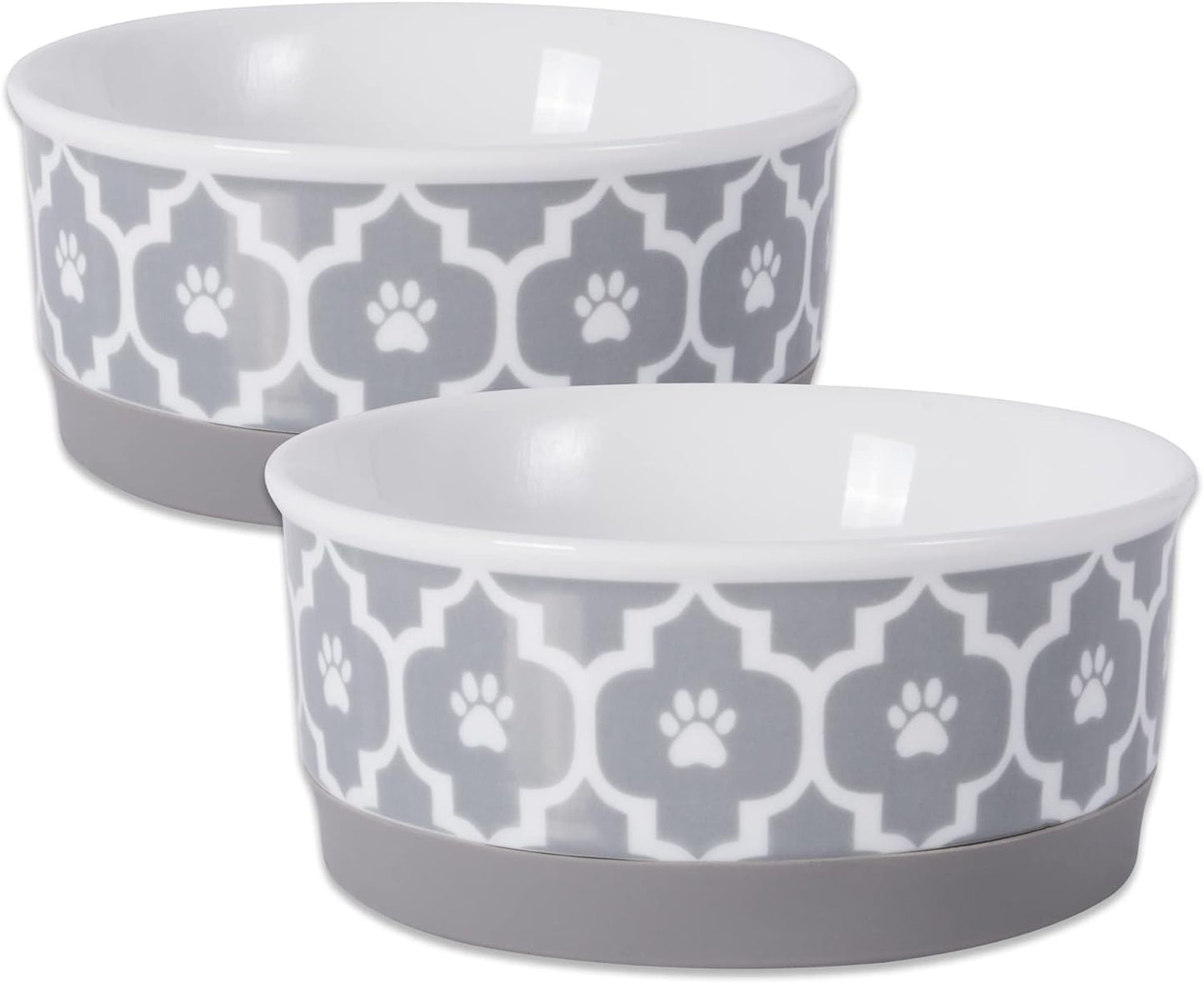 Lattice Collection Pet Bowl & Canister, Small Set, 4.25X2", Gray, 2 Count