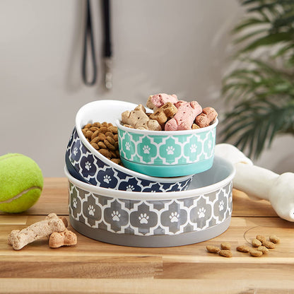 Lattice Collection Pet Bowl & Canister, Small Set, 4.25X2", Gray, 2 Count