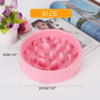 Dog Feeder Slow Eating Pet Bowl Eco-Friendly Non-Toxic Preventing Choking Healthy Design Bowl for Dog Pet(S-M,New Pink)