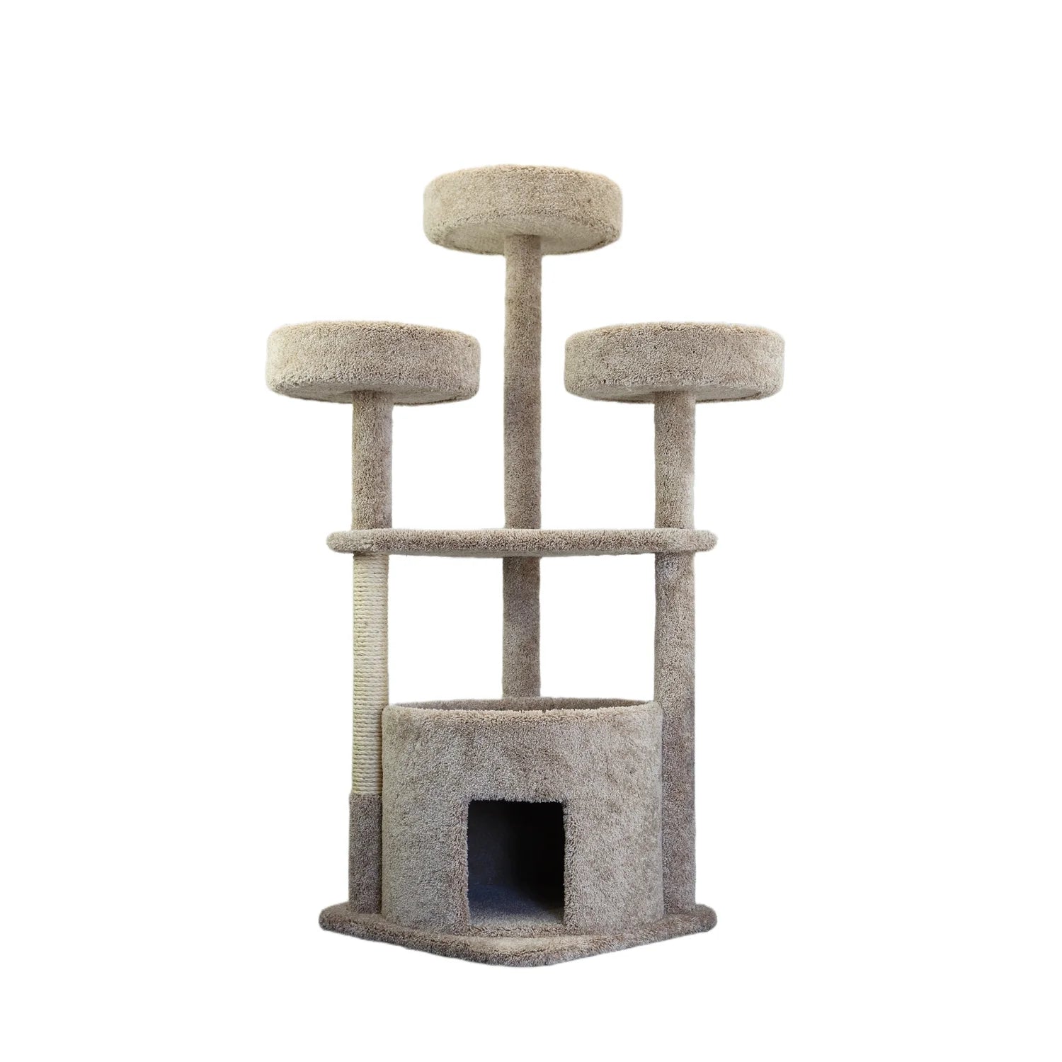 130014-Beige Extra Large Cat House Cat Tree