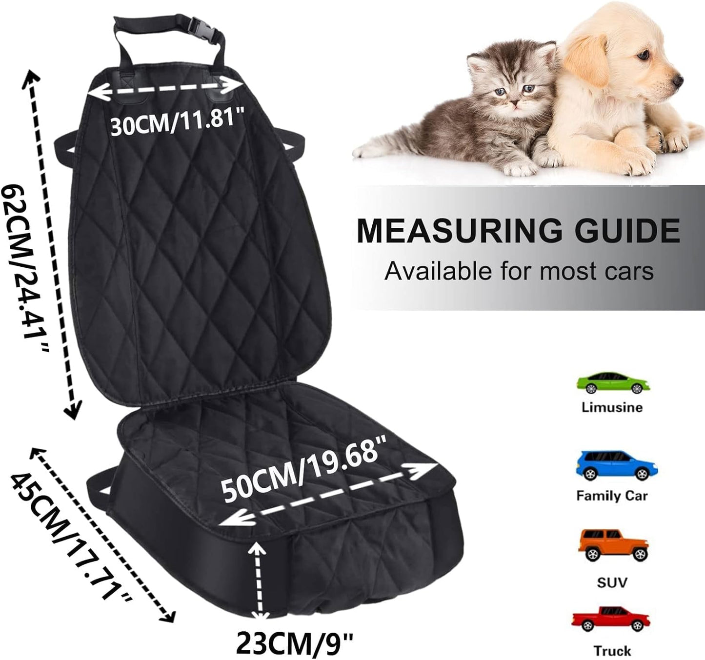 Dog Seat Cover Cars Trucks Suvs, Thick 600D Waterproof Pet Car Seat Cover Dog, Heavy Duty & Wear-Resistant Durable Nonslip Backing with Side Flaps, Scratchproof Dog Front Seat Cover