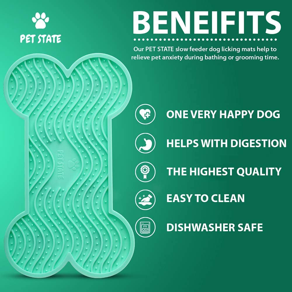 Lick Pad for Dog, Boredom and Anxiety Reducer for Dog Bath, 3 Pcs Dog Slow Feeder, Super Strong Suction on Wall, Dog Peanut Butter Lick Pad