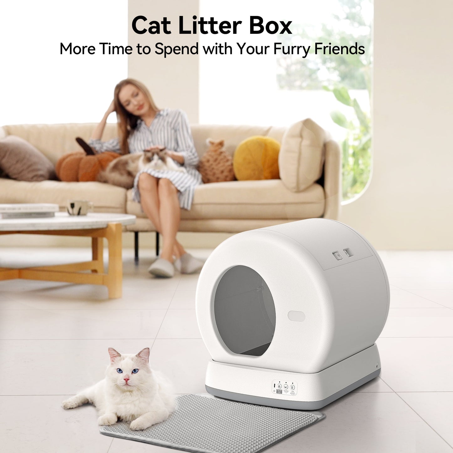 Self-Cleaning Cat Litter Box, Automatic Cat Litter Box with APP Control, Safety Sensors, Odor Isolation & Health Monitoring