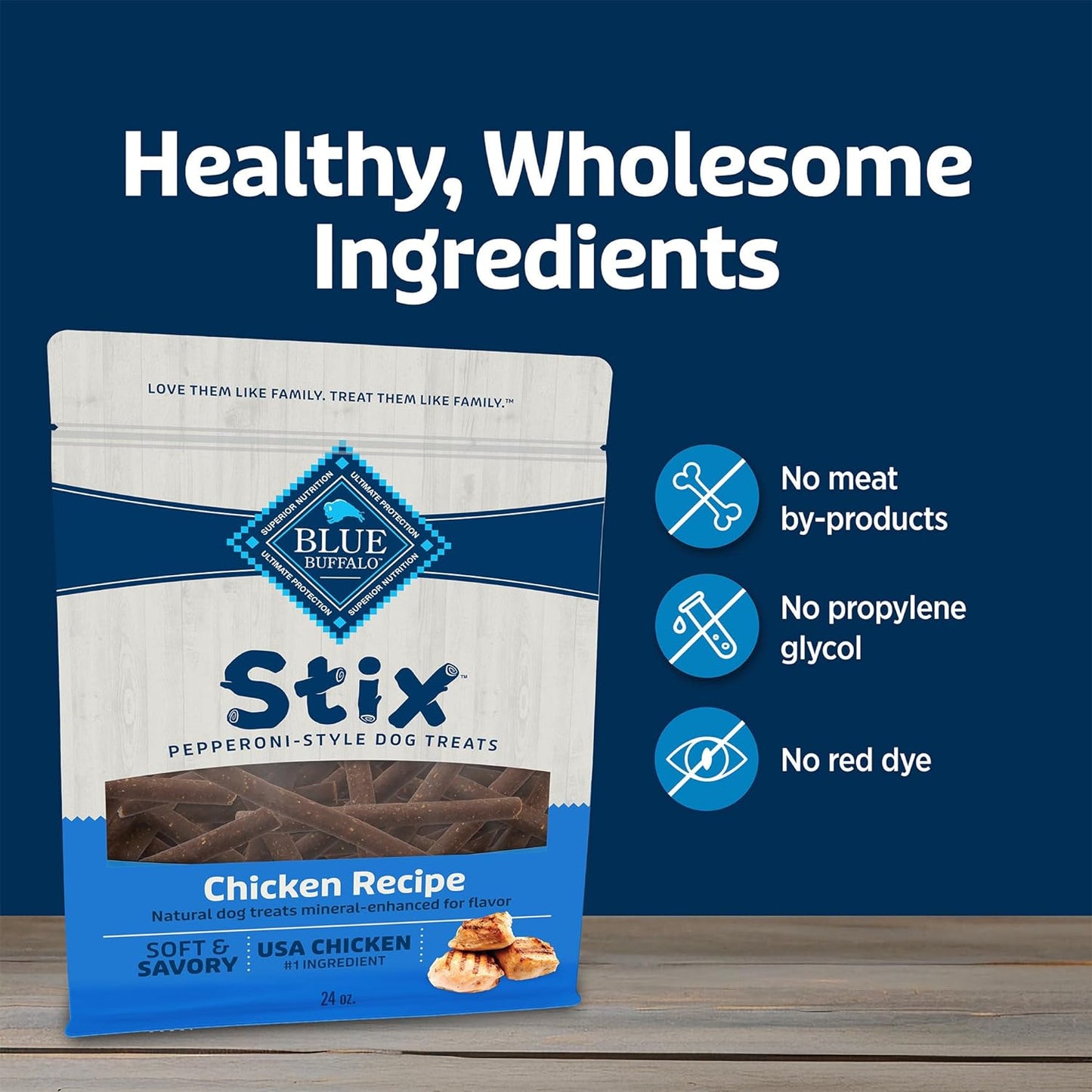 Stix Pepperoni-Style Dog Treats Made with Natural Ingredients, Chicken Recipe, 24-Oz. Bag