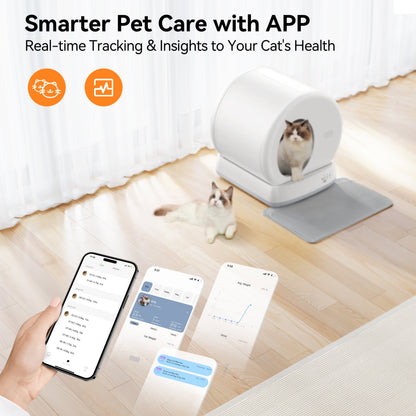 Self-Cleaning Cat Litter Box, Automatic Cat Litter Box with APP Control, Safety Sensors, Odor Isolation & Health Monitoring