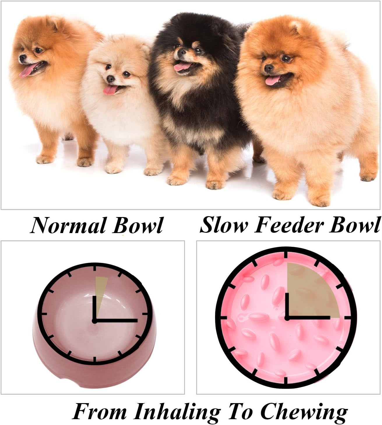 Dog Feeder Slow Eating Pet Bowl Eco-Friendly Non-Toxic Preventing Choking Healthy Design Bowl for Dog Pet(S-M,New Pink)